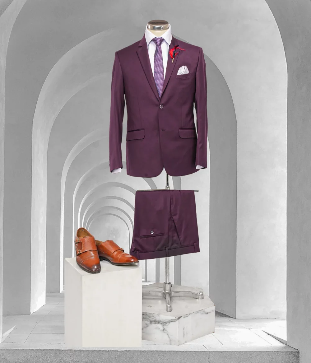 Purple Colored Plain Finish Ceremonial Suit